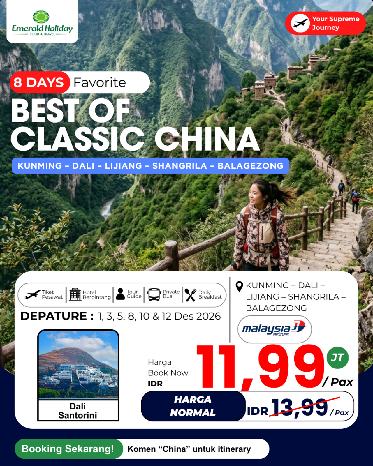 8D KUNMING DALI LIJIANG SHANGRILA 1-12 DES 26